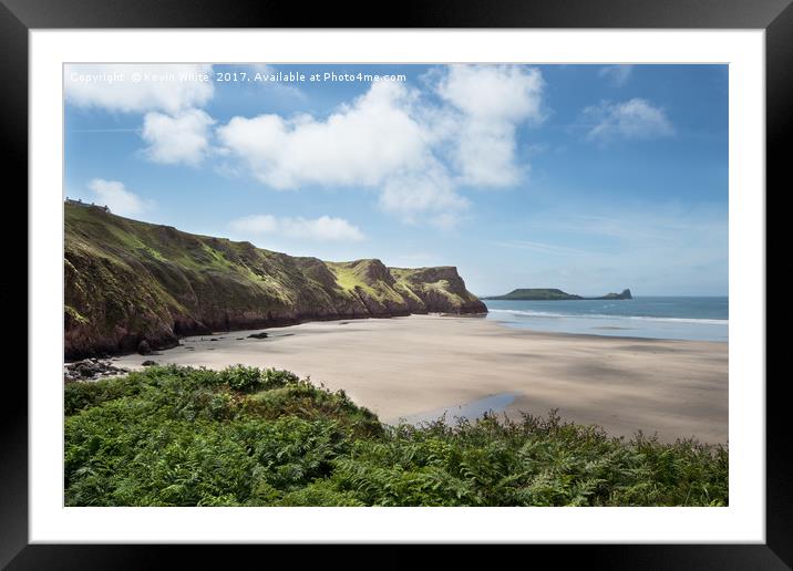 Rhossili Bay Framed Mounted Print by Kevin White