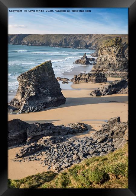 Cornwall Carnewas bay Framed Print by Kevin White