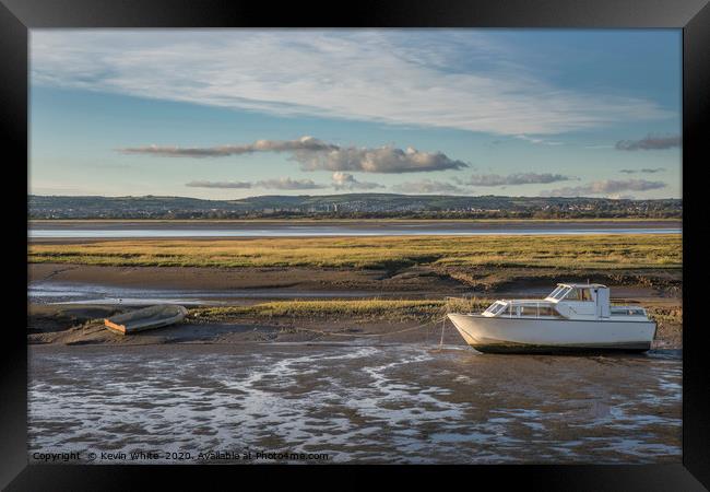 boats grounded by low tide Framed Print by Kevin White