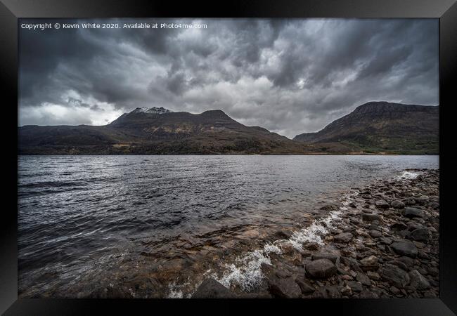 Storm clouds gather over Loch Maree Framed Print by Kevin White