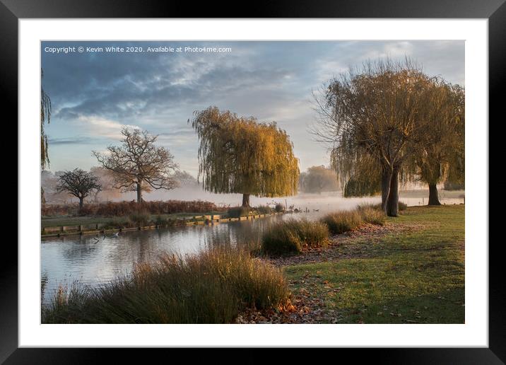 Misty early morning sun Framed Mounted Print by Kevin White