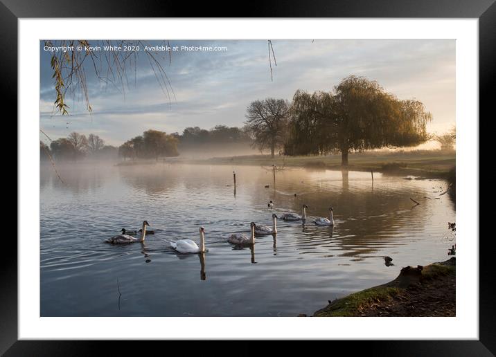 Misty pond Framed Mounted Print by Kevin White