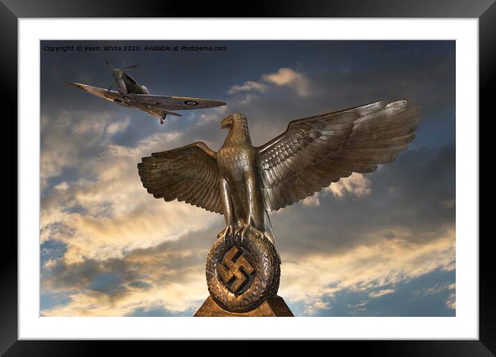 Spitfire over Berlin Framed Mounted Print by Kevin White