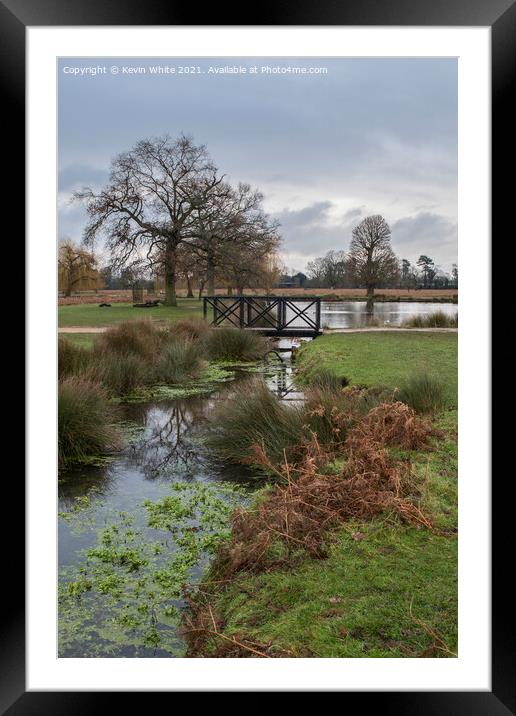 Stream leading to pond Framed Mounted Print by Kevin White
