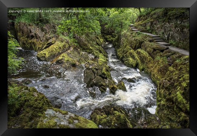 Ingleton waterfalls in Yorkshire Framed Print by Kevin White