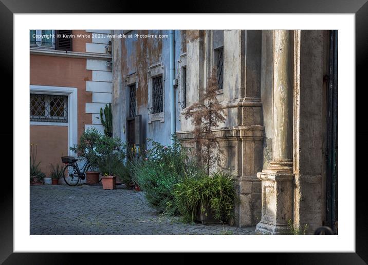 Italian court yard Rome Framed Mounted Print by Kevin White