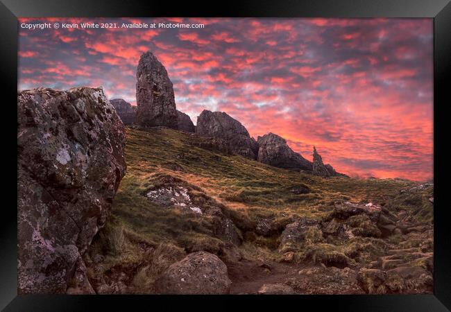 old man of storr dramatic sky Framed Print by Kevin White