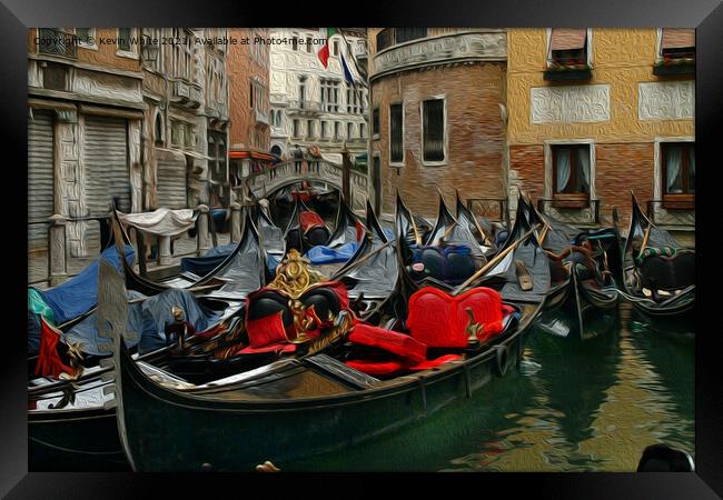 Gondolos of Venice Framed Print by Kevin White