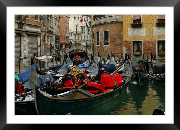 Gondolos of Venice Framed Mounted Print by Kevin White