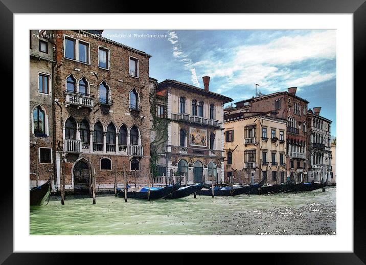 Venice watercolor effect Framed Mounted Print by Kevin White