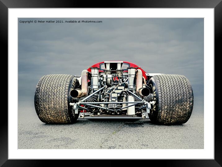 Lola T70 engine and tyres. Framed Mounted Print by Peter Hatter