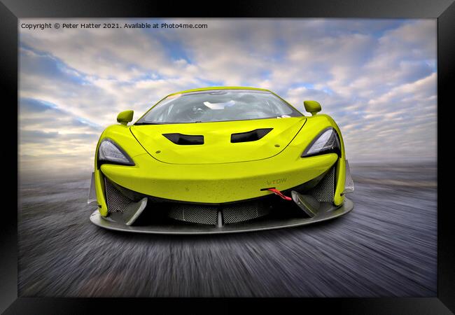 Lime Green GT Racing Car.  Framed Print by Peter Hatter