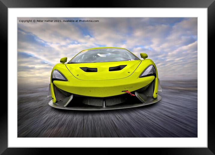 Lime Green GT Racing Car.  Framed Mounted Print by Peter Hatter