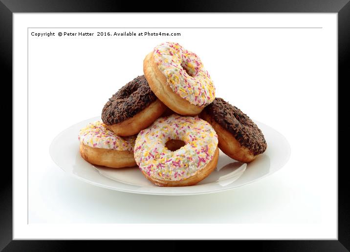 Doughnuts on a Plate. Framed Mounted Print by Peter Hatter