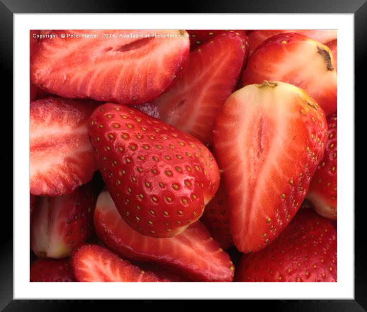 Sliced Strawberries Framed Mounted Print by Peter Hatter