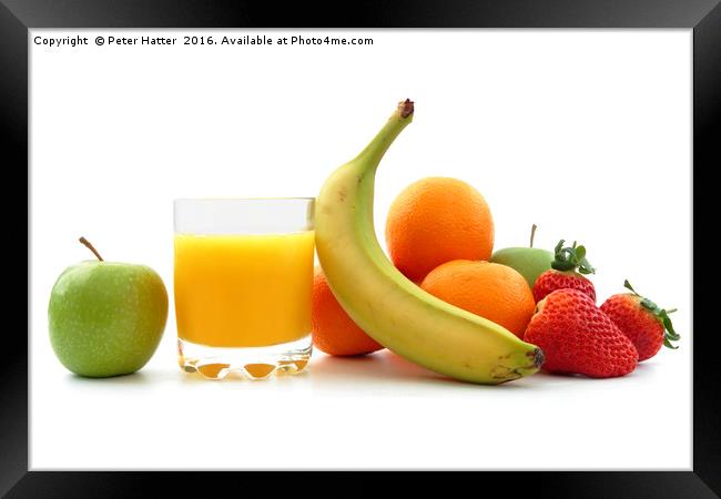 Fruits and Orange Juice. Framed Print by Peter Hatter