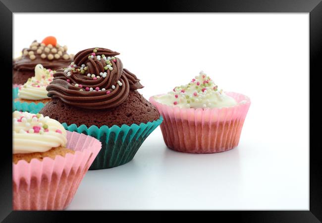 Cup Cakes Close up. Framed Print by Peter Hatter