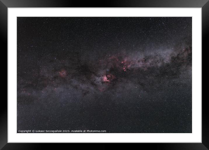 Milky Way, Cygnus constellation and nebulas Framed Mounted Print by Łukasz Szczepański