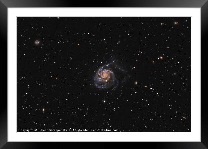 Deep space: Pinwheel Galaxy (M101) among stars Framed Mounted Print by Łukasz Szczepański