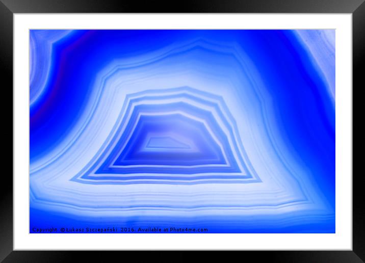 Blue agate mineral super macro Framed Mounted Print by Łukasz Szczepański