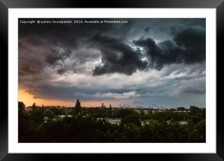 Extreme stormy clouds over the city Framed Mounted Print by Łukasz Szczepański