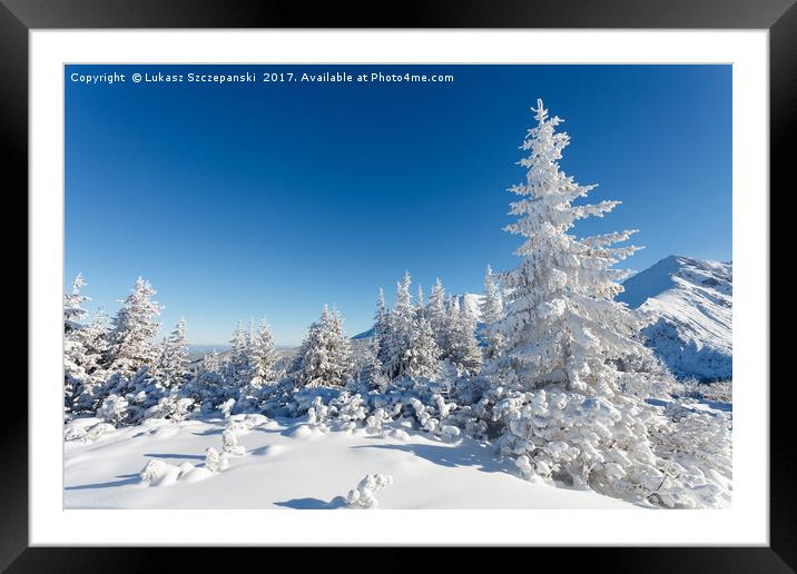 Winter mountain landscape, Tatry Mountains Framed Mounted Print by Łukasz Szczepański
