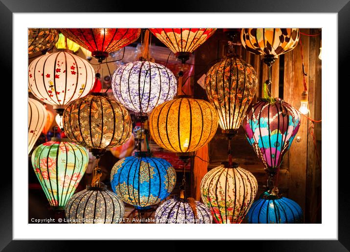 Colorful traditional Vietnam lanterns Framed Mounted Print by Łukasz Szczepański