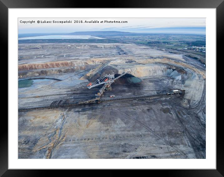 Aerial view of open-cast coal mine Framed Mounted Print by Łukasz Szczepański