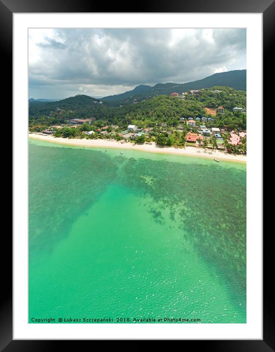 Aerial panoramic view of ocean, Thailand Framed Mounted Print by Łukasz Szczepański
