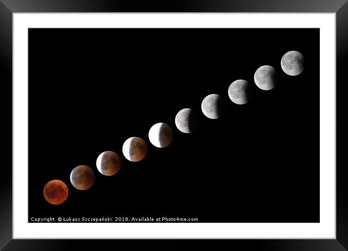 Phases of full eclipse of the Moon Framed Mounted Print by Łukasz Szczepański