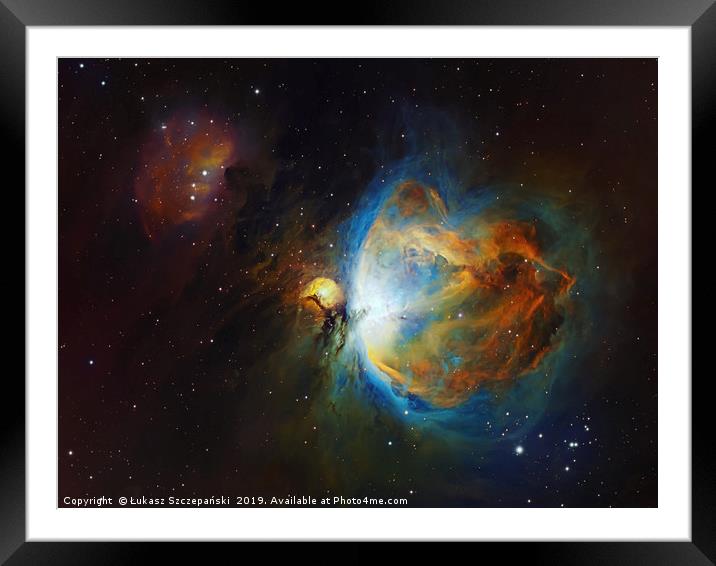 Deep space objects Orion (M42) and Running Man Neb Framed Mounted Print by Łukasz Szczepański