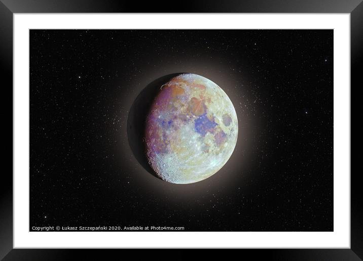 Color super moon glowing Framed Mounted Print by Łukasz Szczepański