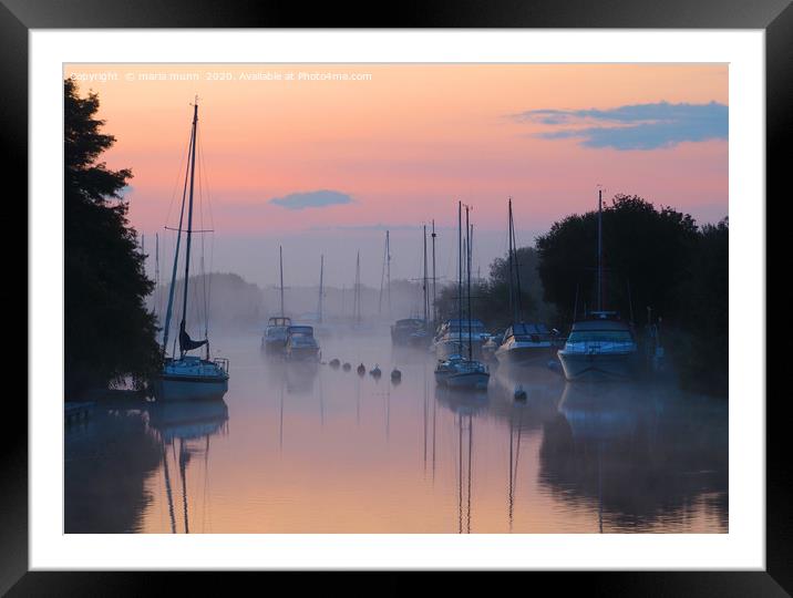 Misty Morning Sunrise at Wareham River Framed Mounted Print by maria munn