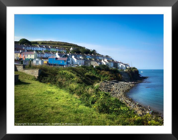 New Quay Wales Framed Mounted Print by Linda Cooke