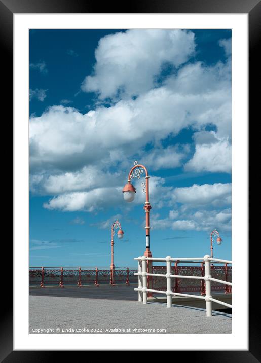 Ornate Lamps on Colwyn Bay Pier Framed Mounted Print by Linda Cooke