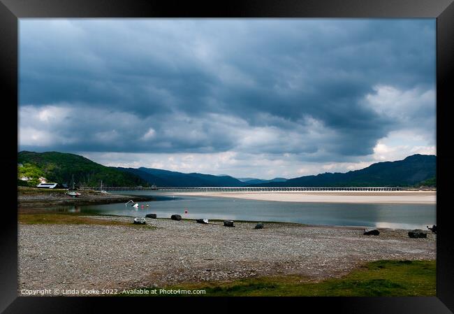 Mawddach Estuary and Barmouth Viaduct Framed Print by Linda Cooke