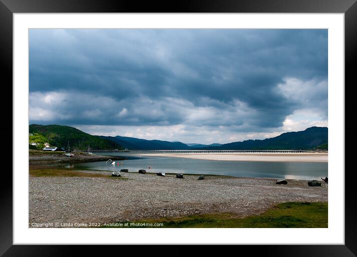 Mawddach Estuary and Barmouth Viaduct Framed Mounted Print by Linda Cooke