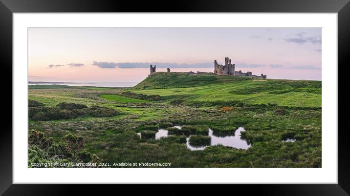 Dunstanburgh Castle Panorama Framed Mounted Print by Gary Clarricoates