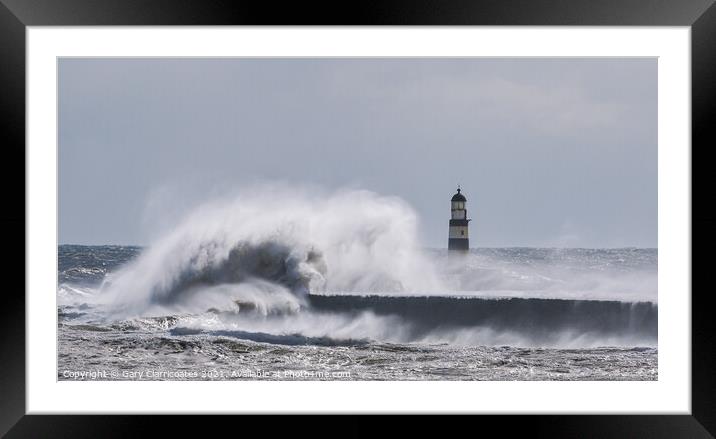 Rough Seas at Seaham Framed Mounted Print by Gary Clarricoates