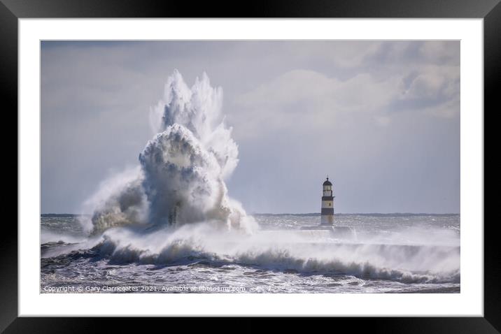 Crashing Waves at Seaham Framed Mounted Print by Gary Clarricoates