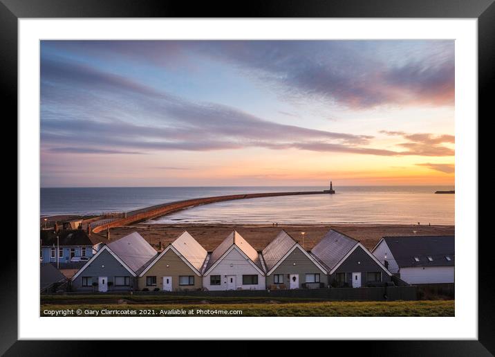 Roker Pier at Sunrise Framed Mounted Print by Gary Clarricoates