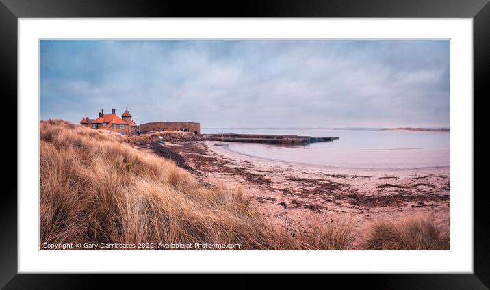 Beadnell Bay Panorama Framed Mounted Print by Gary Clarricoates