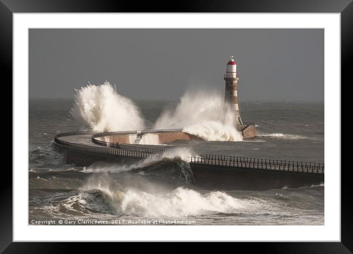 A Storm on Roker Pier Framed Mounted Print by Gary Clarricoates