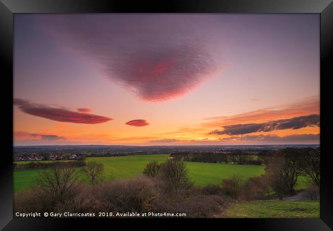 Sunset from the hill Framed Print by Gary Clarricoates