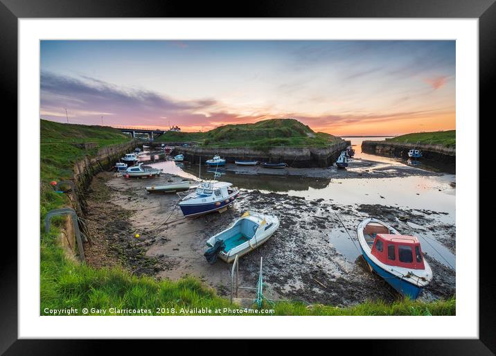 Sunset at Seaton Sluice Framed Mounted Print by Gary Clarricoates