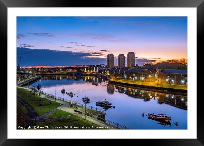 Blue hour at the quayside Framed Mounted Print by Gary Clarricoates