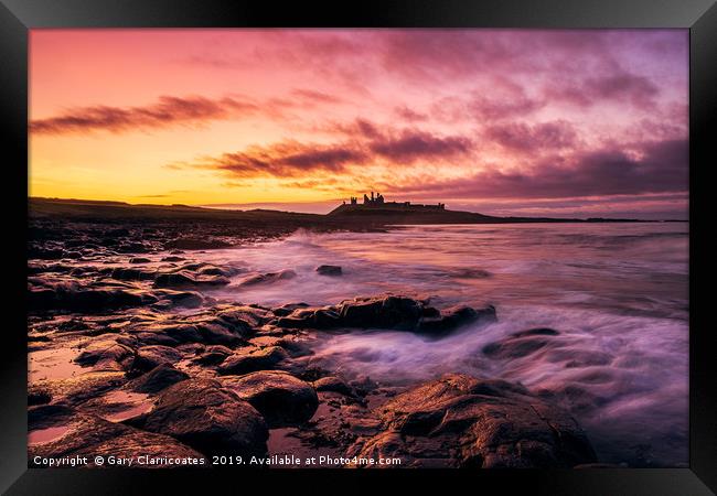 Last Light at Dunstanburgh Framed Print by Gary Clarricoates