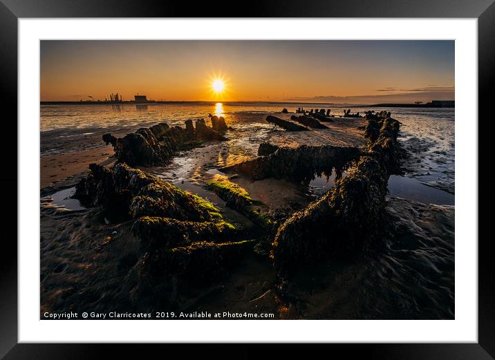 Sunset at South Gare Framed Mounted Print by Gary Clarricoates