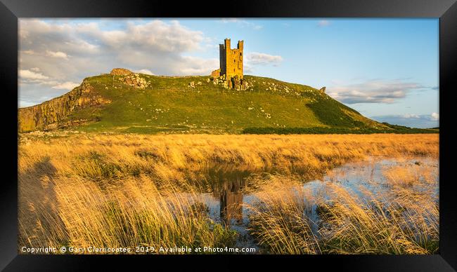 Dunstanburgh Reflection Framed Print by Gary Clarricoates