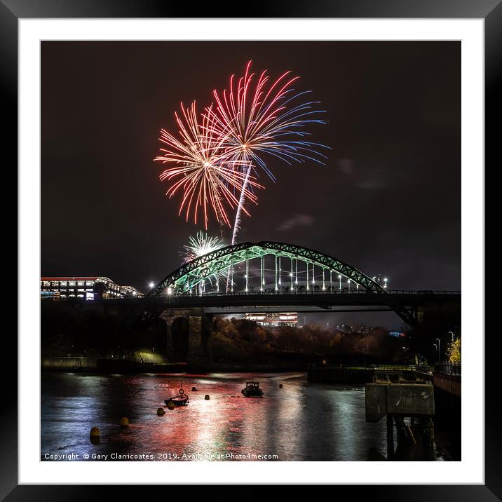 Fireworks over the Bridge Framed Mounted Print by Gary Clarricoates